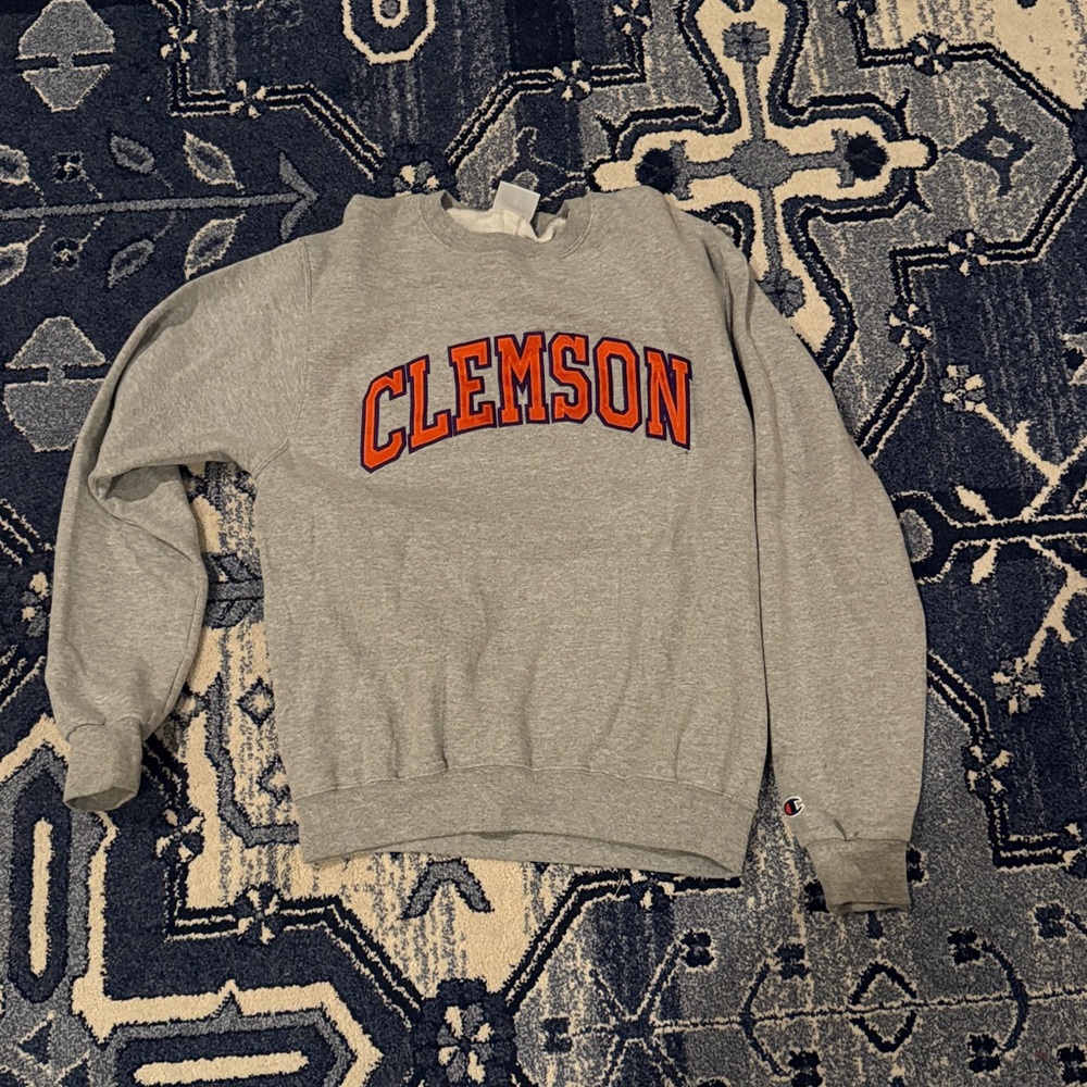 Champion Gray Clemson Sweatshirt with Orange Lettering